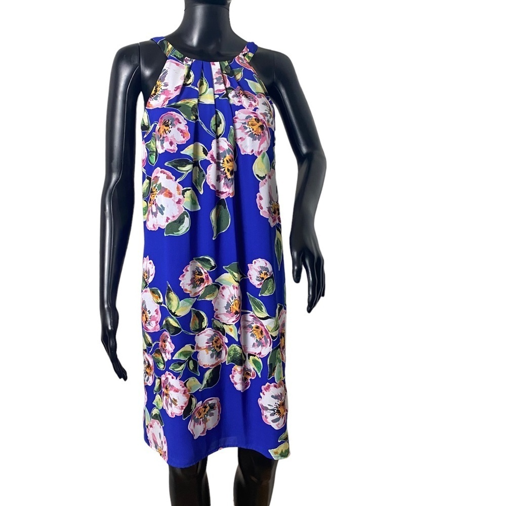Ce Ce Blue Floral Baby Doll A Line Dress. Sz 12